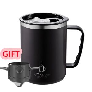 【Free Coffee Filter】500ML Coffee Cup Mug With Handle And Cover 304 Stainless Steel Hot and Cold Insulation Mug Office Travel Coffee Mug Milk Cup Couple Cup For Men Women Juxutt