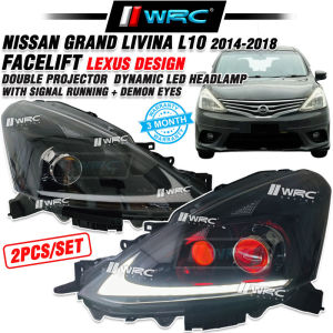 Nissan Grand Livina L10 2014 - 2018 Facelift Lexus Double Projector Dynamic Led Headlamp With Signal Running + Demon Eye