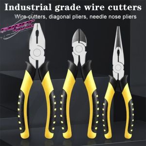 6 Inches Heavy Duty Pliers Tool Set Long Nose Pliers Set Heavy Duty Pliers Tool Vise Pliers Universal Wire Cutters 3PCS Set