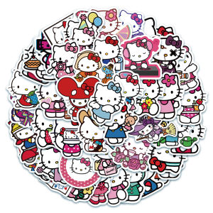 COD✨gaya lucu Sanrio Hello Kitty Melody Kuromi Cinnamoroll stiker untuk papan luncur/Buku Harian/Laptop/Sticker Helm Tahan Air Vinil/hp casing stiker tahan air berperekat