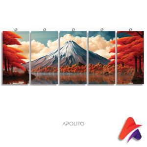 HIASAN DINDING SET PEMANDAN GUNUNG FUJI ISI 5 KAMAR DEKORASI RUMAH WALL DECOR FUJI MOUNTAINT PAJANGAN DINDING SATU SET