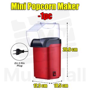 Mini Popcorn Maker Electric Portable Home Popcorn Machine Red Kitchen Utensil Easy to Use Perfect Gift