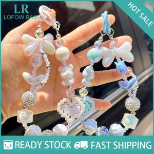 LF Wholesale✨Flash Sale ✨ ห่วงโซ่คล้องโทรศัพท์มือถือป้องกันการสูญเสียการสร้างบล็อกรักโบว์จี้ลูกปัดพวงกุญแจกระเป๋าแขวนตกแต่ง