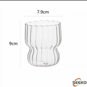 Seeko 260ml Stripe Drinking Glasses Coffee Cup WineWater Milk Drinkware Glass