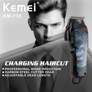 Kemei Hair Trimmer for Man Hair Clipper KM-735 Rechargeable Cordless Hair Clipper Hair Cut Machine 2200Ma Lithium 110v-240v
