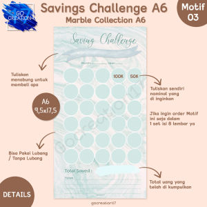 Kertas Isi Binder A6 Savings Challenge Marble Collection A6 (6 Ring)
