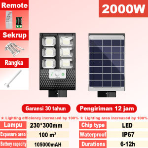 [Garansi 30 tahun] Lampu jalan tenaga surya Lampu tenaga surya outdoor otomatis nyala 8000W dengan remote kontrol Cerdas sensor IP67 tahan air Beli 1 Gratis 1 sangat terang Lampu Jalan 2025untuk luar ruangan upgrade terbaru