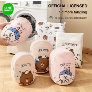 LINE FRIENDS BROWN 3D Laundry Bag with Anti-Deformation Polyester Mesh Wash Net LFB443