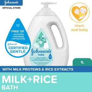 Johnsons Milk+Rice Bath 1000ml: baby wash body wash head to toe wash for baby milk bath kid soap