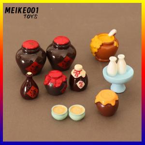 MEIKE001 1 Set 1 6 1 12 Dollhouse Miniature Food And Game Simulation Low Table Square Table Wine Jar Wine Bowl Sake Model