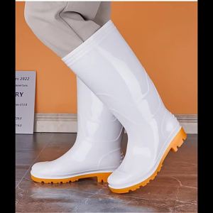 Giày Đi Mưa Trắng Nhà Máy Thực Phẩm Giày Đi Mưa Làm Việc Chống Trượt Giày Vệ Sinh Thực Phẩm Chống Dầu Chống Axit Và Kiềm Giày Nước Đầu Bếp Giày Bảo Hộ Lao