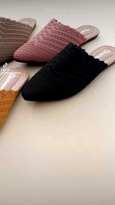 Sepatu Sandal Wanita Rajut Terbaru Sol Karet