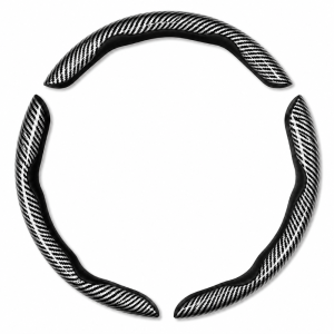 LUMINOU 3PCS Sợi Carbon Bộ bọc vô lăng Được phân đoạn Cài vào Bọc tay lái xe Đen bóng Bọc vô lăng Bảo vệ nội thất ô tô
