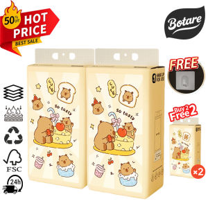 【4 Packs】Botare Tissue Wall-Mounted Facial & Bathroom & Toilet Tissue Paper Soft Deluxe Tissue Excellent Comfort Virgin Wood Pulp Napkin Box Hanging Tissue