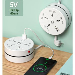 Ổ Cắm Điện Power Strip 3 USB 4 plugs 6 universal socket wire long 2 meters