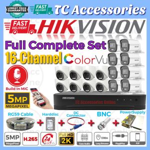 HIKVISION ColorVu Full Complete Set DIY 🌟16-CHANNEL🌟 5.0MP CCTV Full HD 5MP 16CH HIK 1920P Full Time Colour Super HD