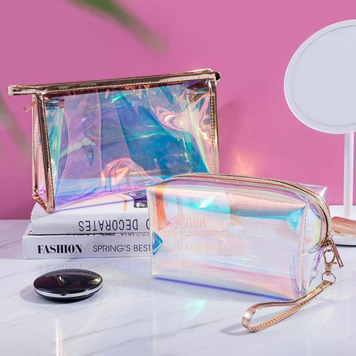 Colorful Glitter Makeup Pouches For Girls CHYIN] Transparent Laser