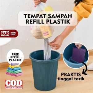 Tong Sampah Portable dengan Tempat Kantong Plastik Sampah Refill Isi Ulang Roll Gulungan Otomatis