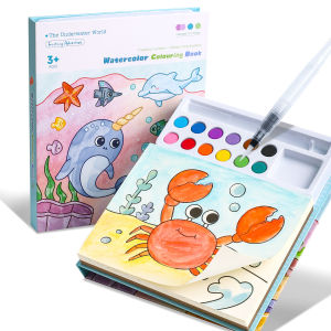 Children Watercolor Doodle Notes Book Self-contained Pigment DIY Coloring Painting Set