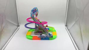 2025 Pig Toy Peppa Climbing Stairs Track Slide Peppa Automatic Electric Assembled High-Speed Rail Train TikTok Same Style