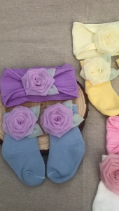 Newborn Socks & Headwrap Collection Newborn Hosiery & Headband Comfortable Baby Sock for Daily Wear & Outdoor Adventures