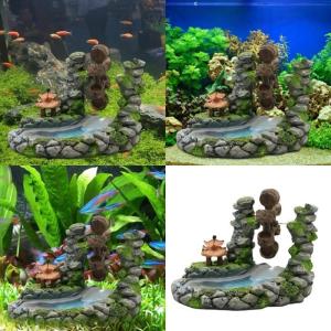 Thực tế nhựa động waterwheel với gian hàng hồ cá trang trí cảnh quan bức tượng cho tôm và cá hidings