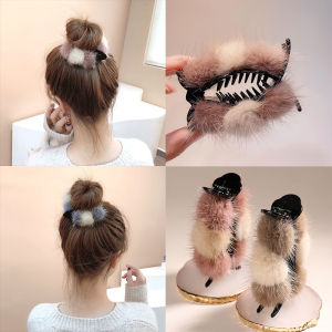 Plush Hair Claw Elegant Acrylic Hairpins Hair Clip for Women Girls Hair Accessories