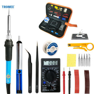 60W Adjustable Temp Soldering Iron 110V 220V Dual Voltage 20 Pcs Kit Ceramic Heater for Electronics Repair DIY