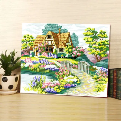 (พร้อมส่ง) ชุดปักครอสติสเส้นด้าย Cross stitch 11CT (ปัก3เส้น) ครอสติสพิมพ์ลาย งานฝีมือ DIY งานเย็บปักถักร้อย