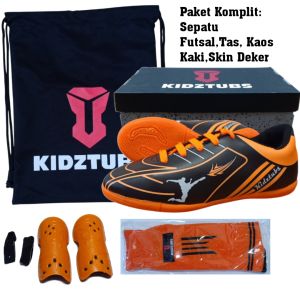 KIDZTUBS Sepatu Futsal Anak Paket Komplit Sepatu Futsal Tas Skin Deker Kaos Kaki Usia 6-10 Tahun Size 28 29 30 31 32 33 34 35 36 37 KDZ1149011825
