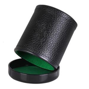 Leather Cup with Lid Green Red Lining Interior Quiet in Shaking for Liars Farkle Board Games Black