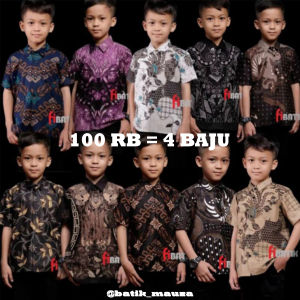 PAKET SERAGAM HEM BATIK 100 RB 4 BAJU PART III Baju Batik Pria Casual Lengan Pendek