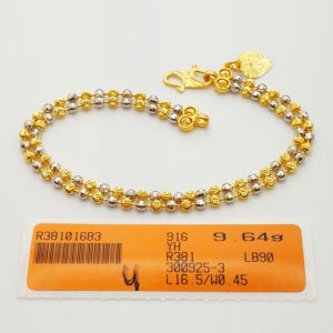 Rantai Tangan Biji Sawi 2 Tone Emas 916 Yon Hing