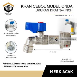Kran 3/4 tembok mini cebol model onda gagang biru kuat babet kualitas
