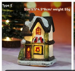 Christmas glowing small house Christmas decorated house Christmas decorated resin figurine