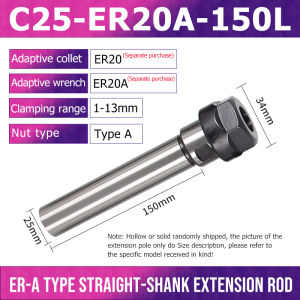ER-A Type Extension Rod E8 ER11 ER16 ER20 Engraving Machine ER Straight Shank Extension Rod CNC Milling Machine Extension Tool Holder