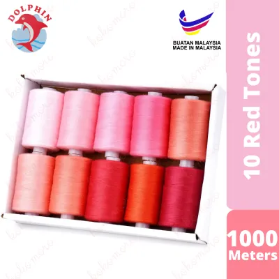 Dolphin Thread 1000 Meters 10 Red Tones / Dolphin Benang Jahit
