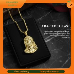 ❣️❣️❣️ Fashionable Gold Plated Punk Head Necklace for Men Women Hip Hop Pendant Chain Fits Festivals and Parties