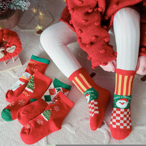 Magic Kids High Quality 5 Pairs Cotton Christmas Socks Snowman Santa Claus Design Socks for Kids Boys and Girls 1-12 Years Old