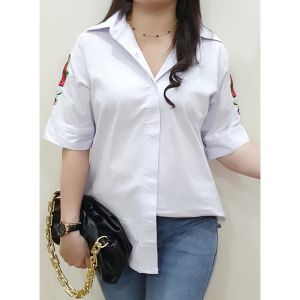 JESS Blouse Wanita Premium Katun Stretch Bordir - Kemeja Wanita - Atasan Putih - Kemeja Putih Bordir
