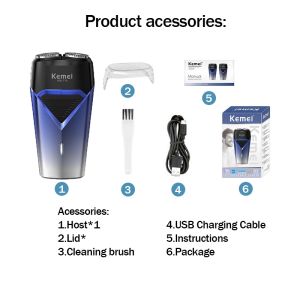 Kemei Electric Shaver For Men Rotary Dual Rechargeable Waterproof Mens Shaving Machine Razor KM-T76