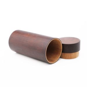 OEUVR Column Shape Bamboo Glasses Case Natural Wood Retro Brown Wooden Sunglasses Box Spectacles Tube Biodegradable Cylinder Eyewear Case Drivers