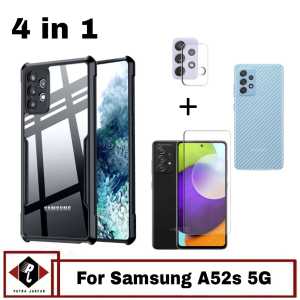 Promo Paket 4in1 Case Transparan Samsung A52s 5G Tempered Glass Layar Free Lensa Camera & Garskin