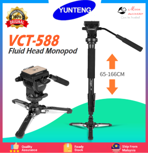 YUNTENG VCT-588 YT-588 Pro Extendable Telescoping Tripod Monopod with Detachable Tripod Stand Base Fluid Drag Head