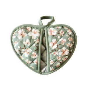 MIRELAE 1PC Heart-shaped Bakeware Oven Mitts Resistant Flower Printed Kitchen Insulation Pad Durable Hand Clip Baking Oven Gloves