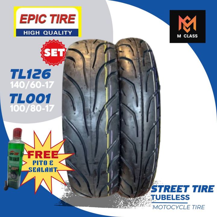 SET R17 TL126/001 EPIC STREET TUBELESS TIRE FOR SNIPER GIXXER150