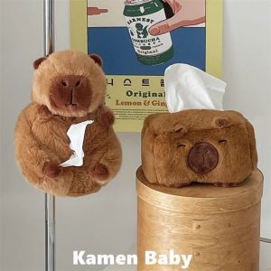 Creative Plush Capybara Tissue Box Cute Cartoon Doll Portable Storage Box Household Desktop Storage Car Extraction Box