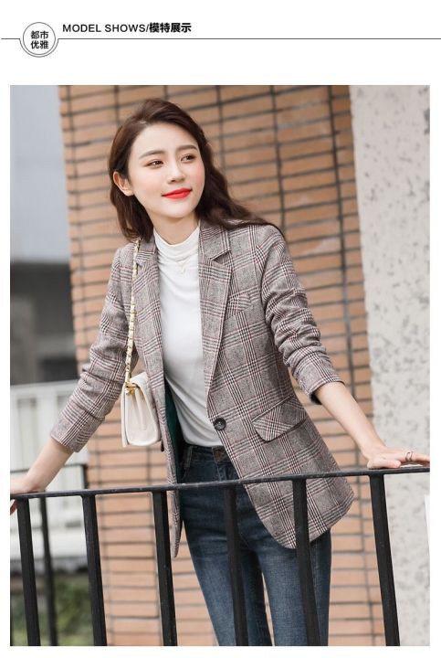 Áo Vest Khoác Nữ Blazer Sọc Caro Dài Tay - TFA105 - Tiên Fashion
