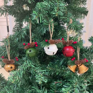 5PCS Metal Bells Hanging Decorations for Christmas Tree Door Window Indoor and Outdoor Holiday Ornament