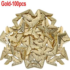 300Pcs Vintage Metal Book Corner Protector Scrapbook Photo Album Corner Protectors for DIY Notebook Menus Folder Decor Crafts
